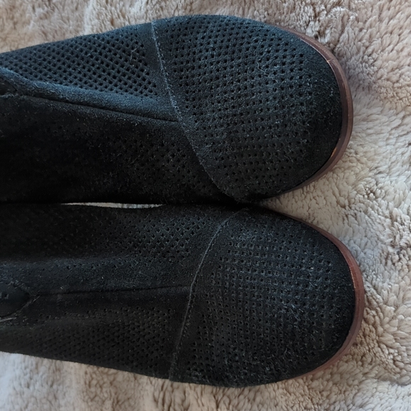 Toms Lunata Womens Black Suede Leather Block Heel Ankle Booties Zip Size 10 - Picture 2 of 10